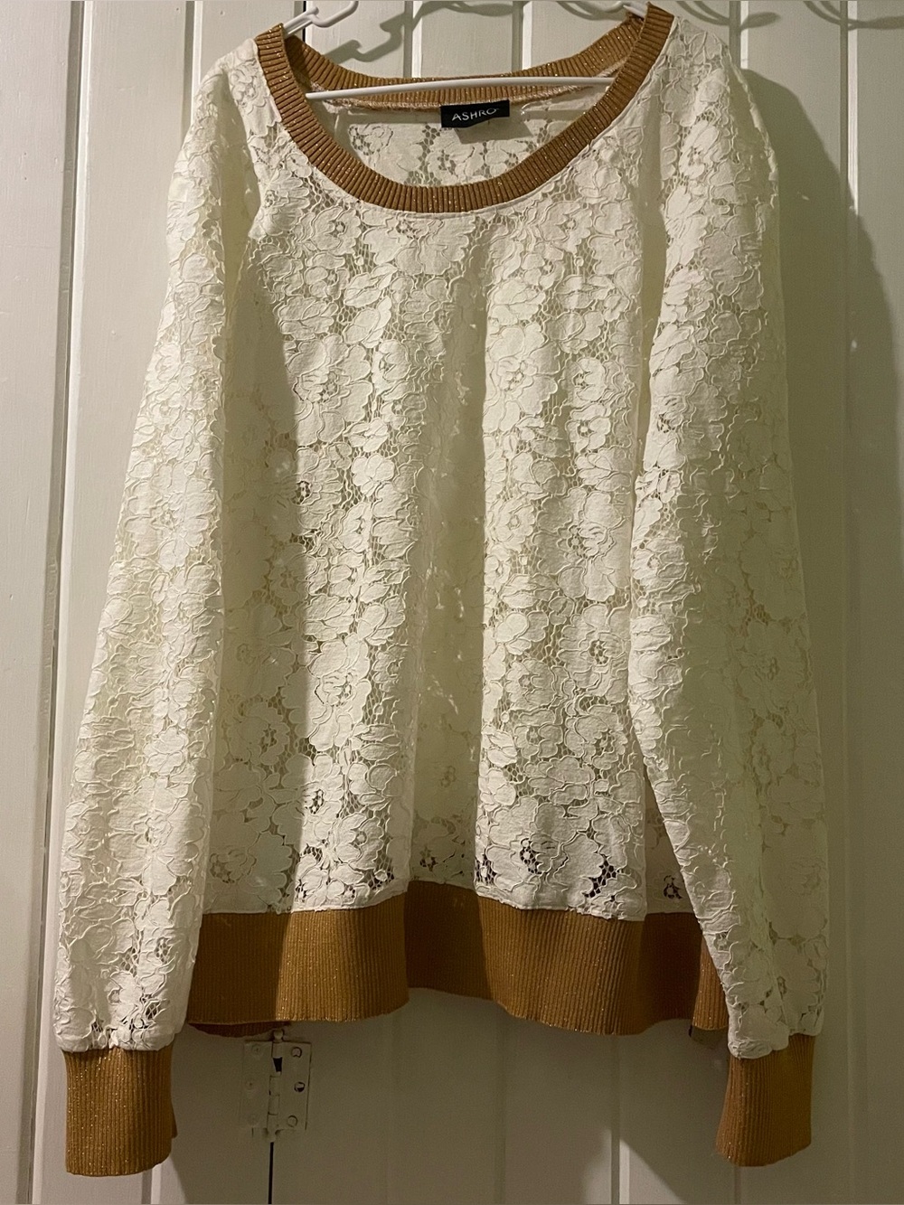 ASHRO Women's sheer Lace Crewneck Sweater-3X(see description) like new